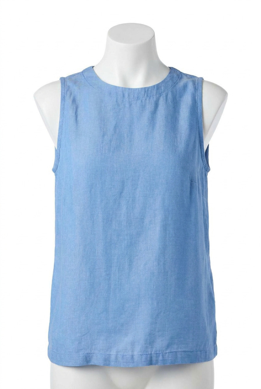 NEW COCO + CARMEN carey tank with back button detail in light denim